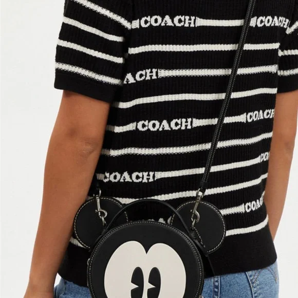 NWT Coach CM840 Disney X Coach Mickey Mouse Ear Bag Smooth Leather Black Multi Crossbody Bags